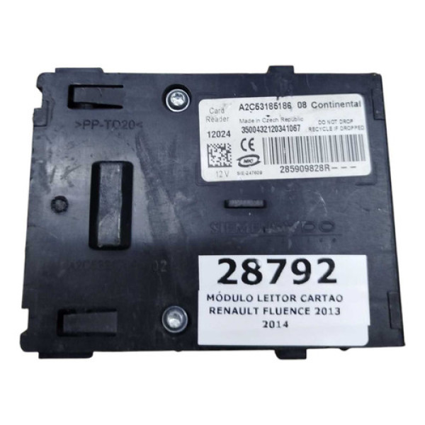 Módulo Leitor Cartao Renault Fluence 2013 2014