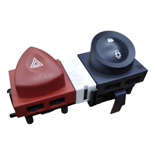 Botão Comando Pisca Alerta Trava Destrava Megane 2008 2009 Preta/vermelha